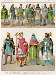 Anglosaský oděv, z knihy „Kroje národů“, 1864